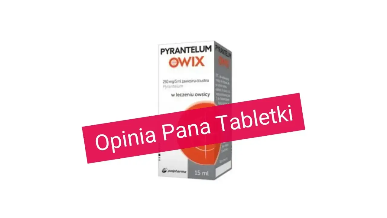Opakowanie Pyrantelum Owix, zawiesina doustna w leczeniu owsicy. To tabletki na odrobaczenie dla ludzi.