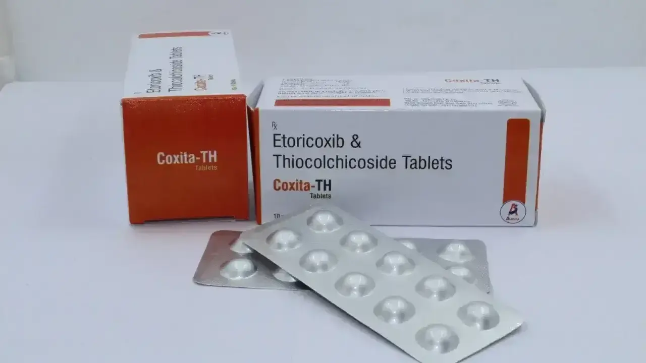 Coxita-TH 60 mg to lek na receptę, który pomaga w łagodzeniu bólu i stanów zapalnych. Zawiera etoricoxib i thiocolchicoside.