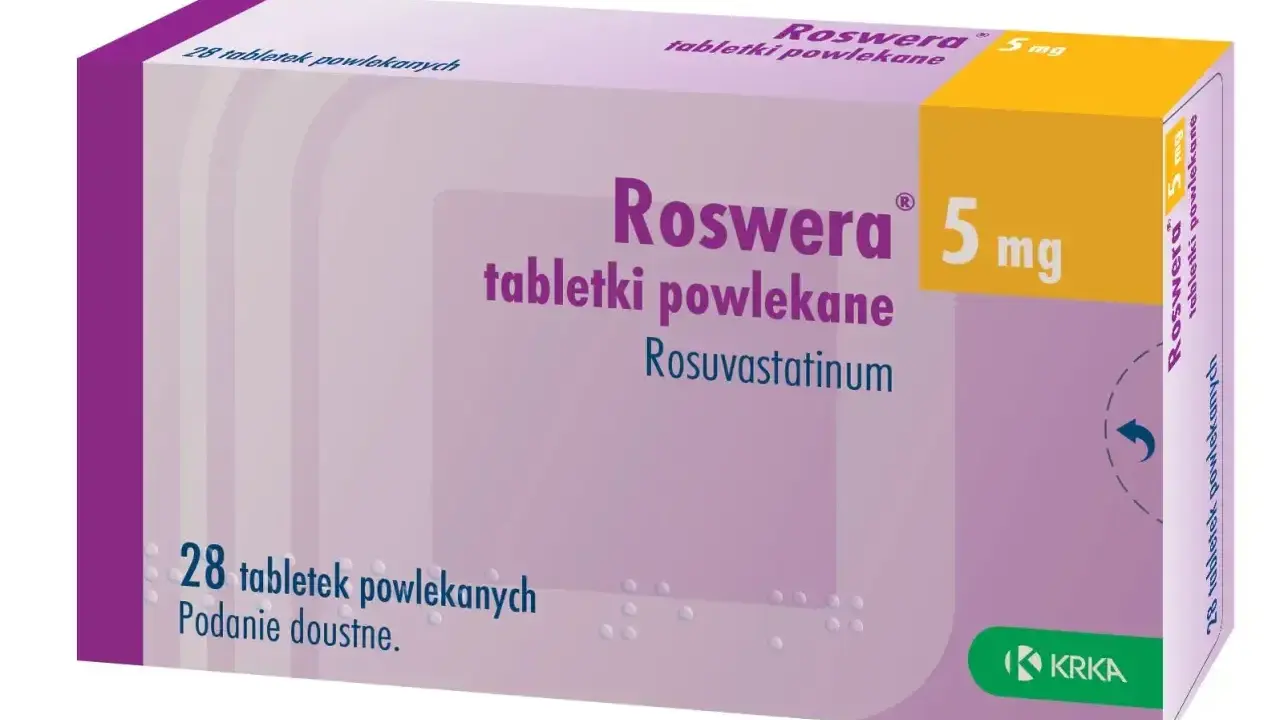 Opakowanie leku Roswera 5 mg, zawierające 28 tabletek powlekanych. Przed zastosowaniem należy zapoznać się z ulotką dotyczącą roswera skutki uboczne.