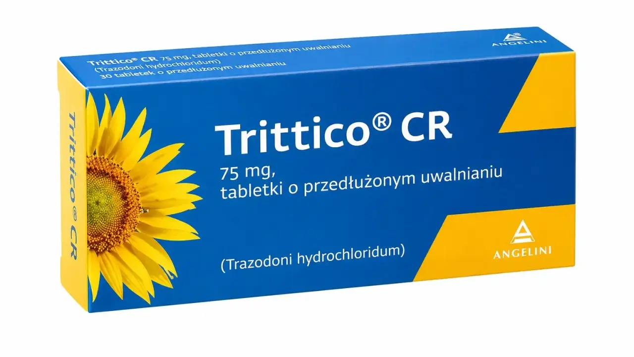 Opakowanie Trittico CR 75 mg, tabletki o przedłużonym uwalnianiu. Warto pamiętać o potencjalnych trittico skutki uboczne.