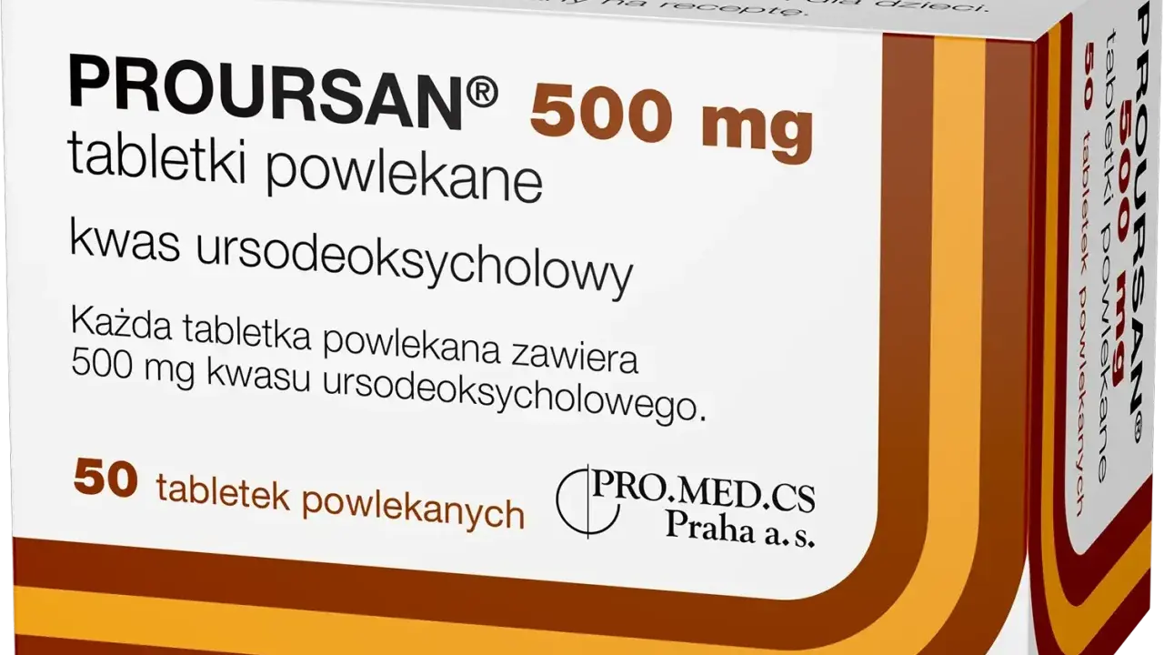 Poursan 500 mg, 50 tabletek powlekanych. Kwas ursodeoksycholowy. Działa na wątrobę jak kret, pomagając jej w regeneracji.
