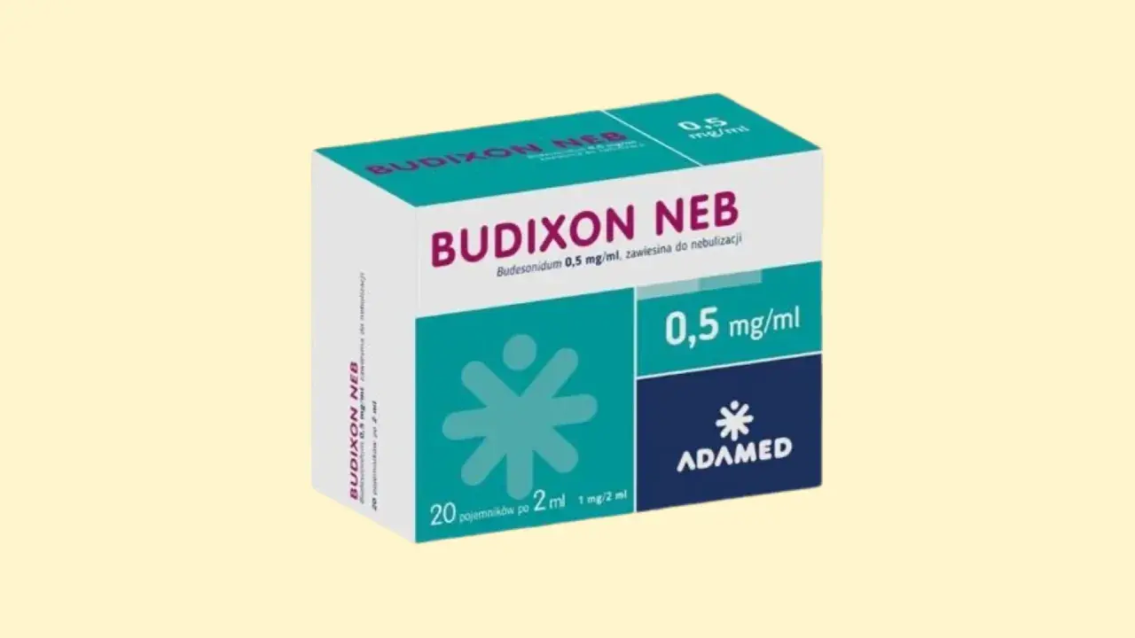 Opakowanie leku Budixon Neb 0,5 mg/ml, zawiesina do nebulizacji. 20 ampułek po 2 ml.