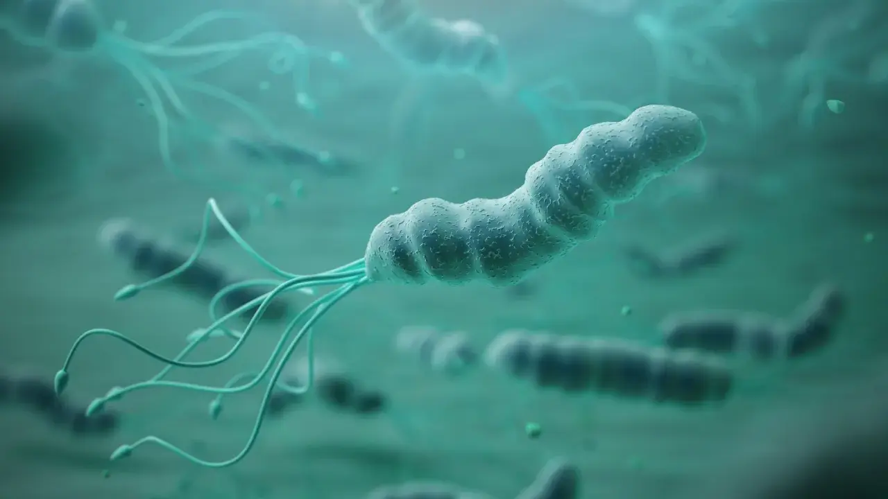 Bakterie Helicobacter pylori z wiciami. W poszukiwaniu sposobów, co zabija Helicobacter pylori, naukowcy badają te mikroorganizmy.