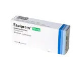 Opakowanie leku Escipram 10 mg, zawierające 30 tabletek powlekanych. Stosowany tamispras na co? Na depresję i zaburzenia lękowe.