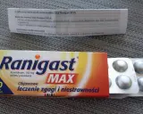 Opakowanie leku Ranigast MAX, 20 tabletek powlekanych, na zgagę i niestrawność. Czy lepszy ranigast czy polprazol?