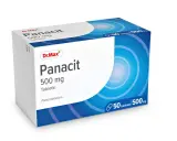 Opakowanie leku Panacit 500 mg, zawierające 50 tabletek z paracetamolem. Idealny na ból głowy.