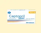 Opakowanie leku Captopril 12,5 mg, zawierające 30 tabletek.