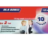 Opakowanie Ibufen Forte dla dzieci, 125 mg, 10 czopków. Dla dzieci od 2 lat, działa przeciwbólowo, przeciwgorączkowo i przeciwzapalnie.