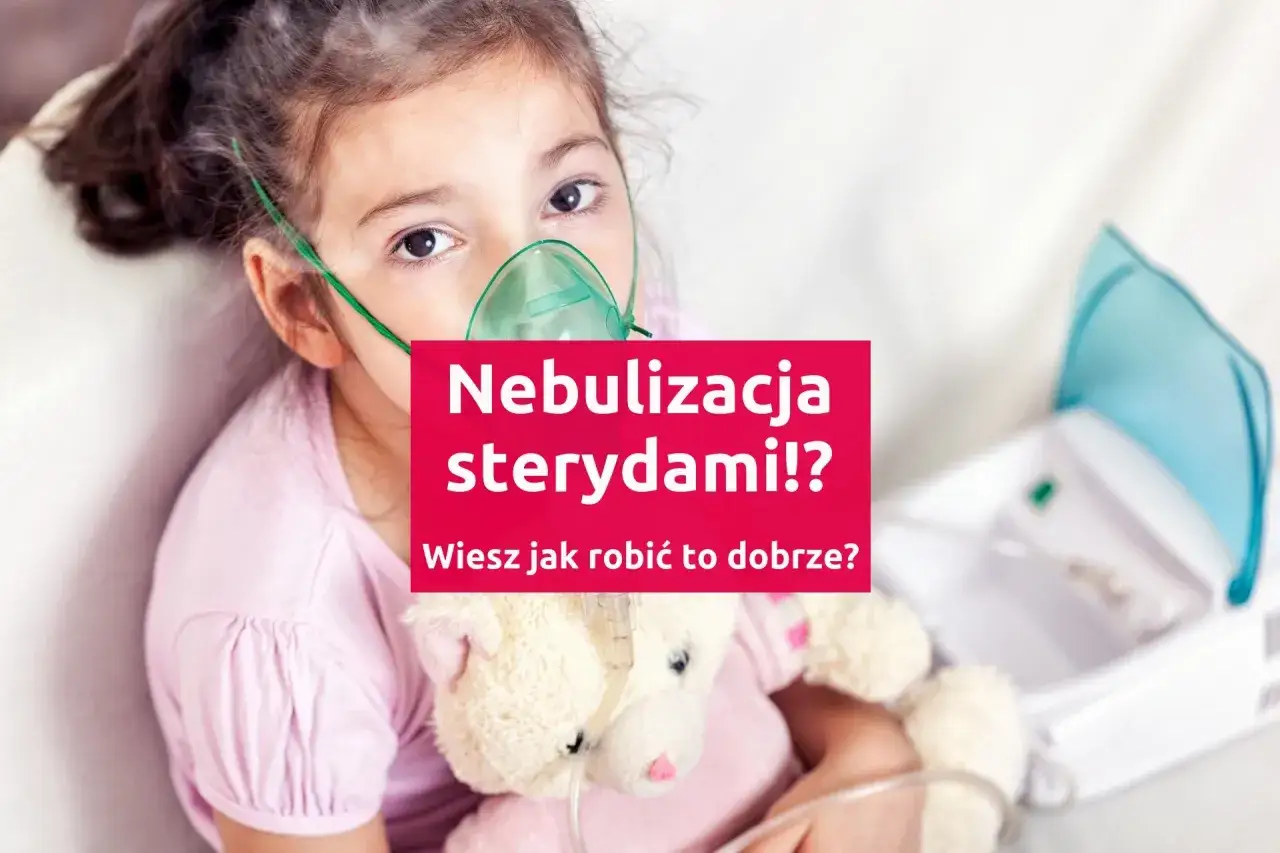 Dziewczynka z maską nebulizatora, obok pluszowy miś. Czy wiesz, jak prawidłowo stosować budixon neb dawkowanie?